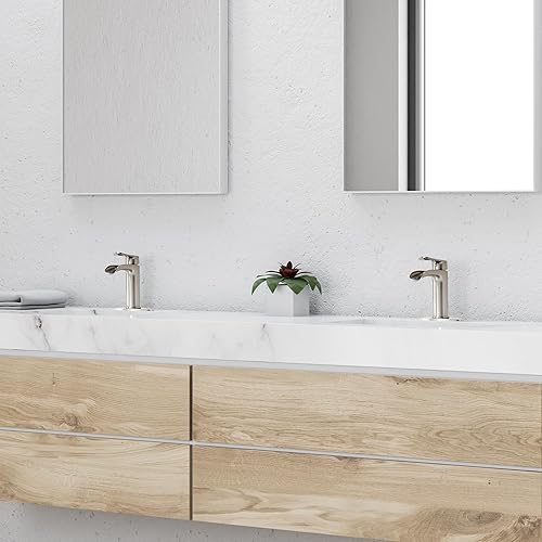 Miniatura 6 de BRAVEBAR Grifo de baño de cascada de níquel cepillado  Grifos de baño de un solo orificio de latón macizo moderno de una sola manija para 1 agujero