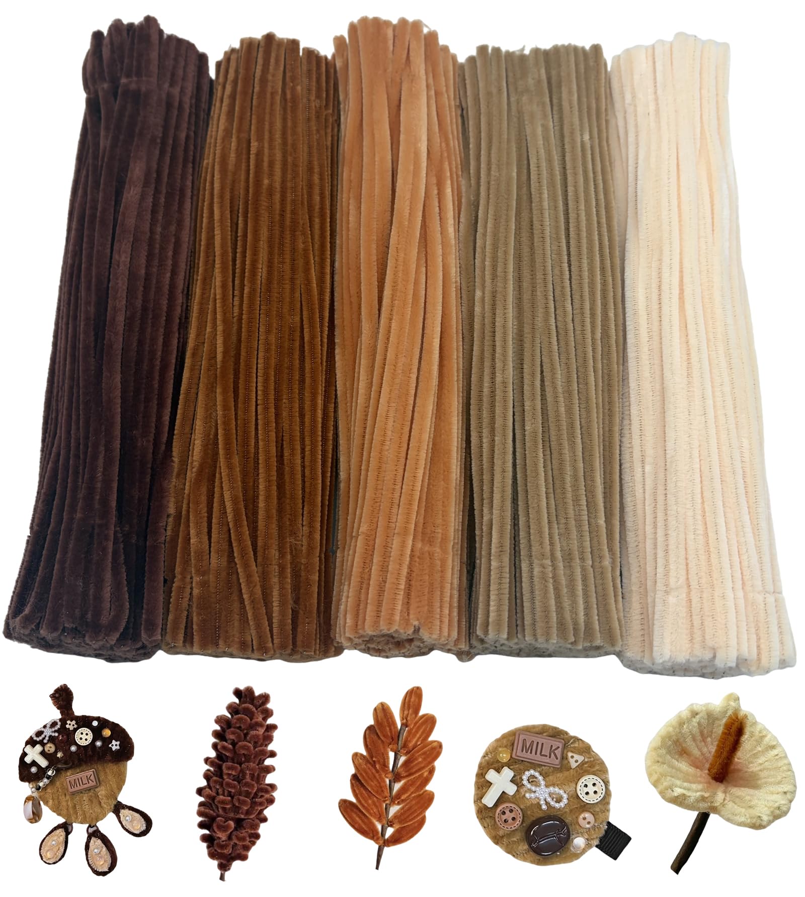 Lot de 500 cure-pipes en chenille pour décoration de Noël, projets artistiques et 5 couleurs assorties