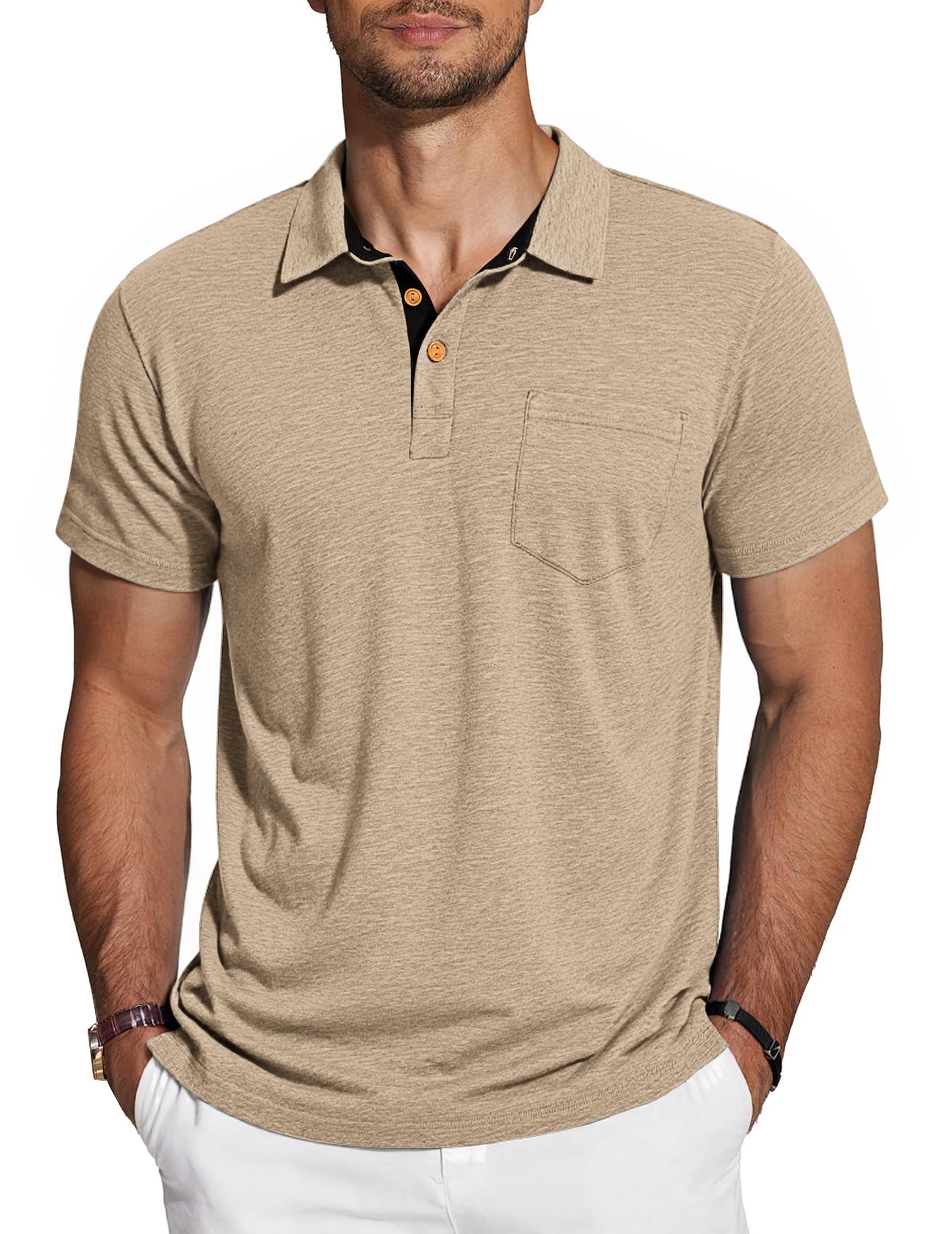 TARAINYA Poloshirt Herren Baumwolle Kurzarm Polo Shirts Männer Sommer mit Brusttasche M-4XL