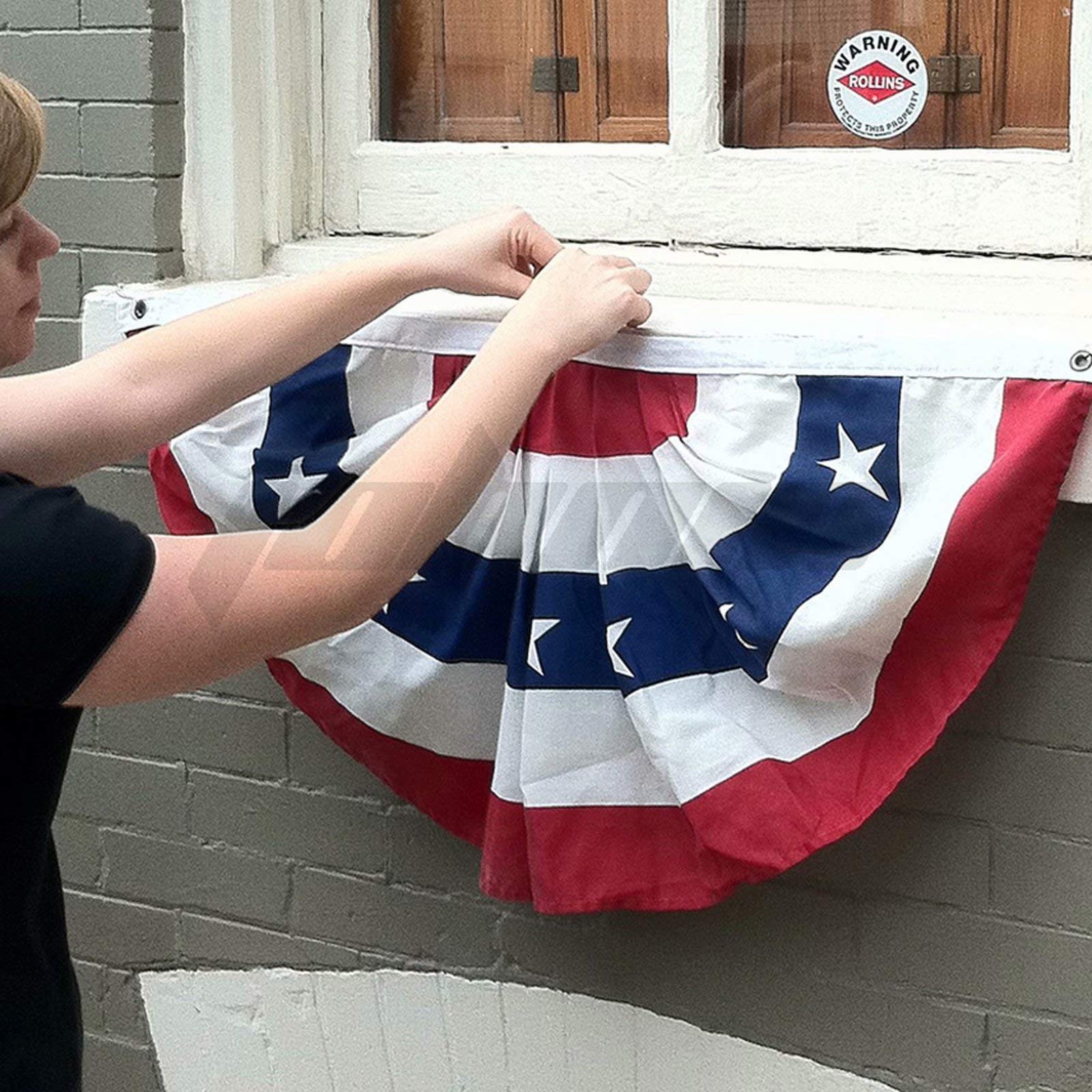 4 szt. USA plisowana flaga wachlarza dekoracje na dzień niepodległości - 9 x 150 cm amerykański baner chorągiewka flaga patriotyczna półwachlarz baner flaga z mosiężnymi oczkami na 4 lipca dekoracja na Dzień Pamięci