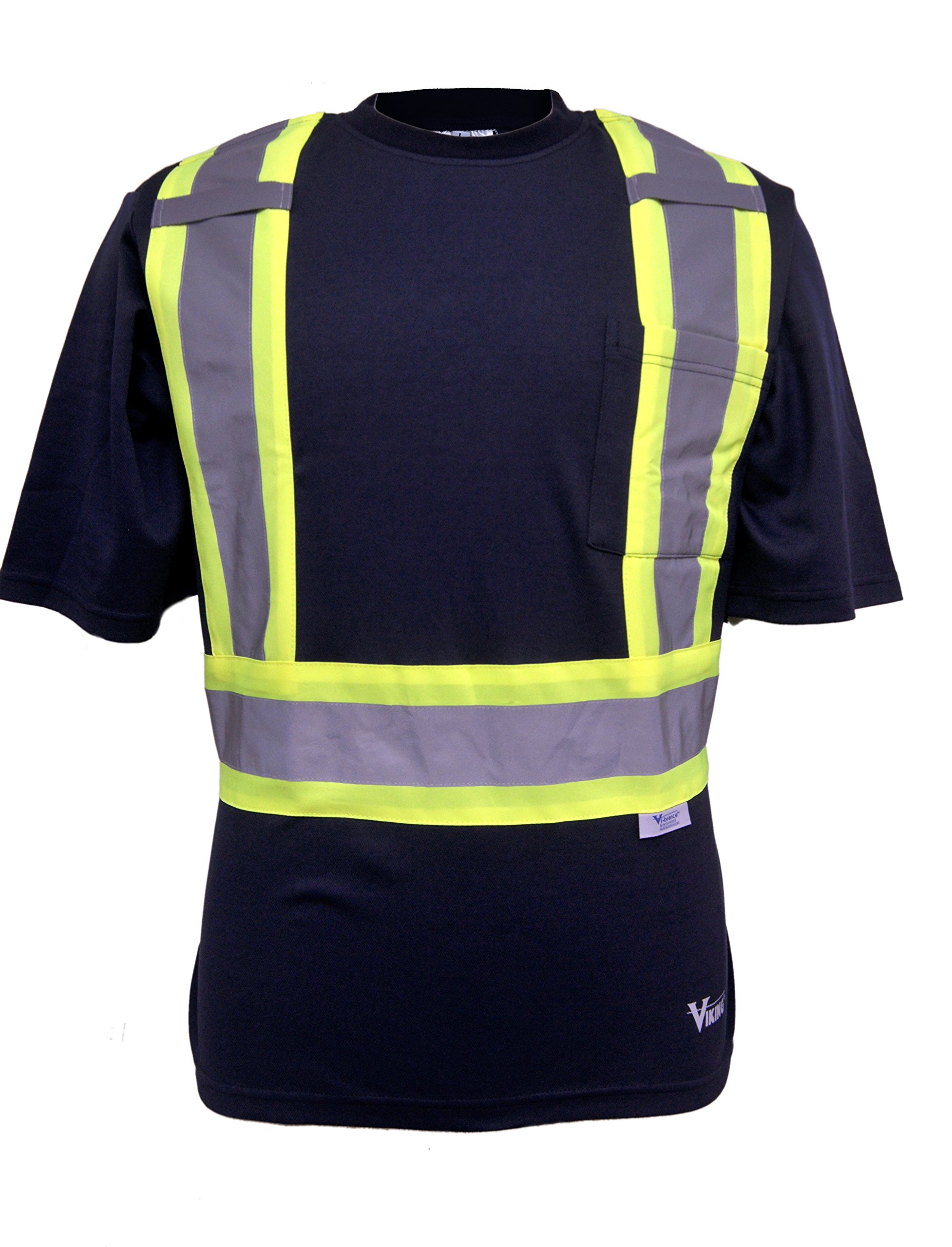 Viking UPF Cotton Lined Safety T-Shirt with 2" Vi-brance Reflective Tape Over 4" Contrasting Tape