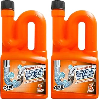 One Chem Heavy Duty Sink and Drain Unblocker 2 x 750ml - Powerful formula for indoor and outdoor use