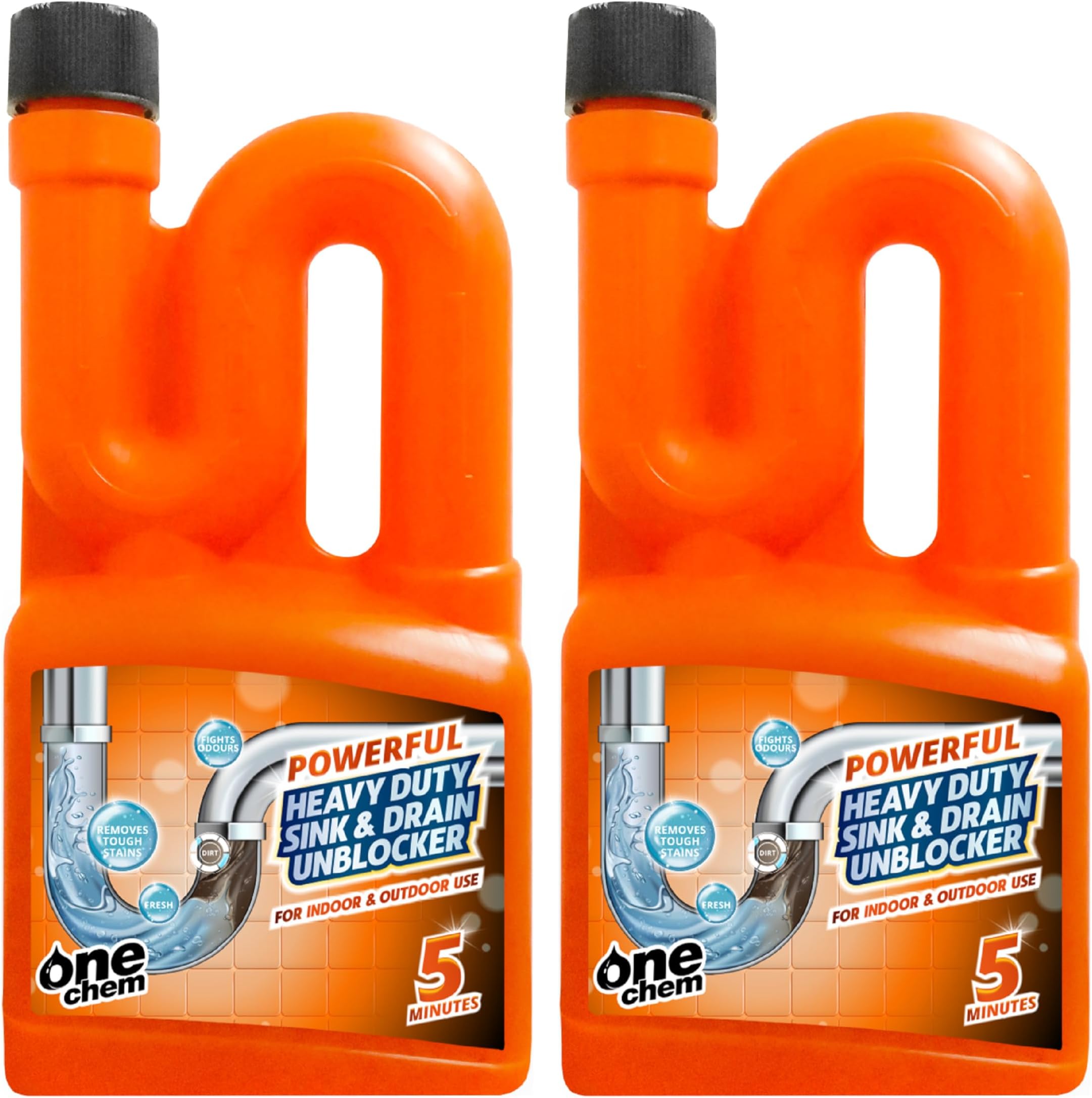 Heavy Duty Sink and Drain Unblocker 2 x 750ml - Powerful formula for indoor and outdoor use