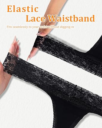 Cotton Thongs for Women Sexy Seamless Underwear T Back Thong Comfort Ladies Lace Panties Breathable Low Waist 9 Pack