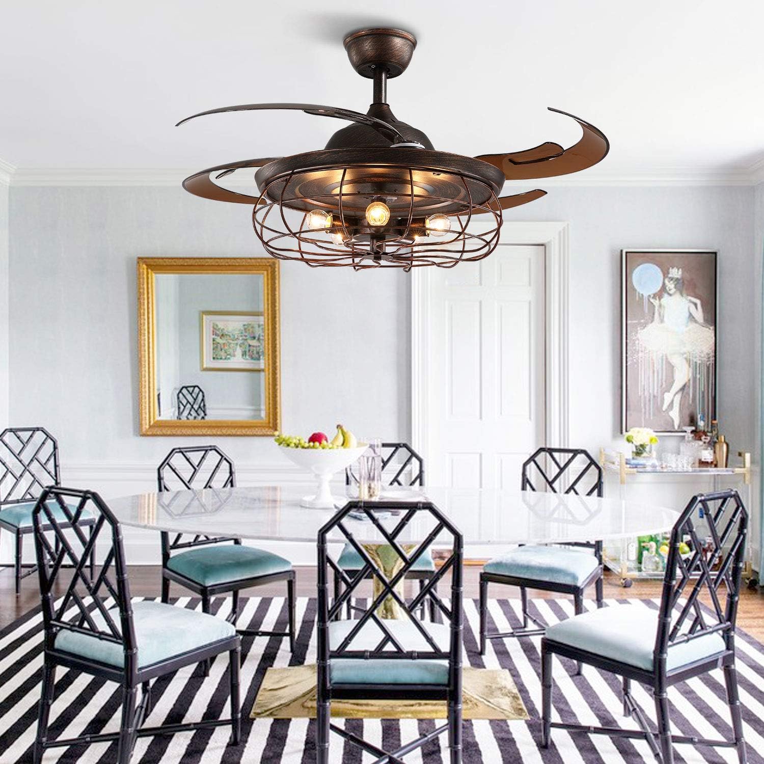Best Cyber Monday 🔥 APBEAMLighting Industrial Ceiling Fan Light Reverse Vintage Fan Chandelier Retractable Blades with Remote Control for Kitchen Bedroom Rusty 48 Inch 5 Light 4 Fan Blades Best Cyber Deals 🔥 APBEAMLighting Industrial Ceiling Fan Light Reverse Vintage Fan Chandelier Retractable Blades with Remote Control for Kitchen Bedroom Rusty 48 Inch 5 Light 4 Fan Blades