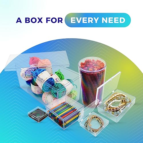 Miniatura 8 de 50 cajas de plástico duro con tapa con bisagras con fondo negro, 1 pulgada de largo x 1 pulgada de ancho x 0.75 pulgadas de alto, fabricadas en los