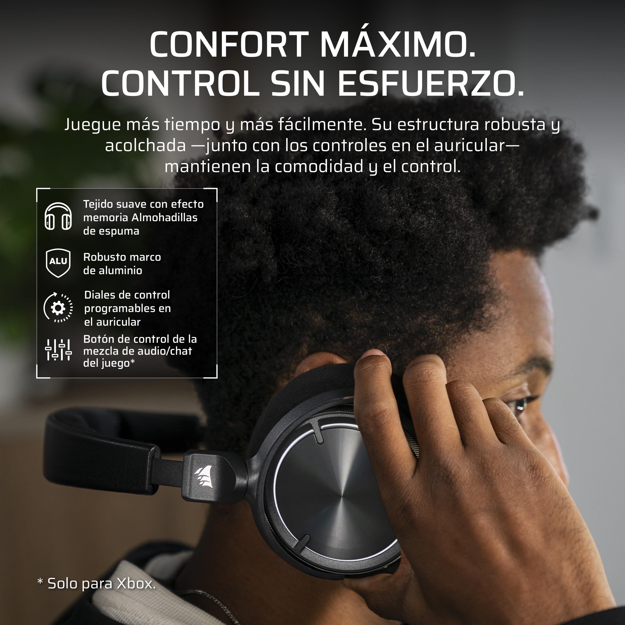 Corsair Virtuoso MAX Wireless para Xbox Auriculares para Juegos – Carbono | Bluetooth, Dolby Atmos, Cancelación Activa del Ruido, Micrófono de Calidad Broadcast, para Xbox, PC, Mac