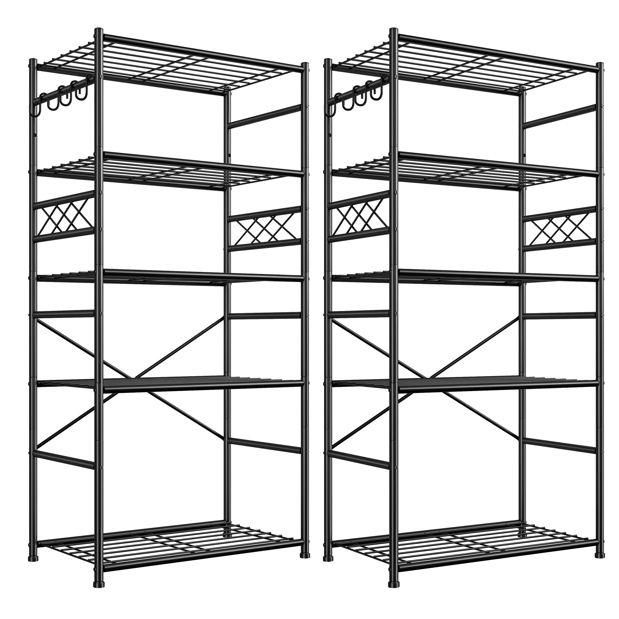 DurayLoly Storage Shelves 5 Tier Capacity,Metaling Shelving with Hooks,Heavy Duty Garage Shelves Unit with Leveling Feet,Wire Shelving for Pantry,Kitchen and Closet,23.6" W x 13.8" D x 72.4" H,500lbs