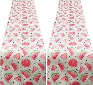 2 Pcs Watermelon Table Runner Watermelon Theme Tablecloth 14 x 72 Inch One in a Melon Party Decorations Summer Outdoor Table Runner for Wedding Birthday Party Baby Shower Garden Kitchen