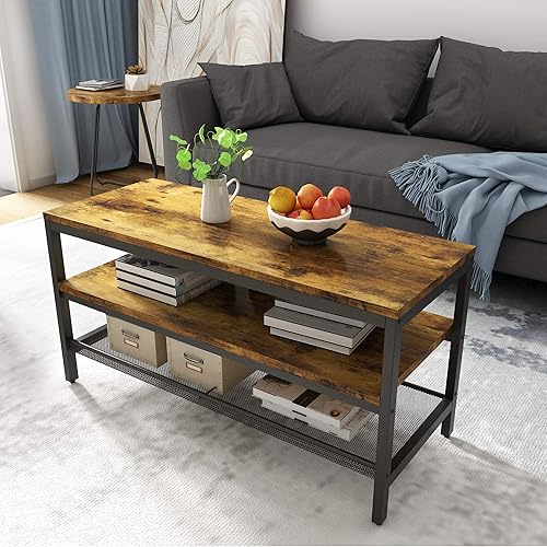 Recaceik Mesa de sofá antigua mueble de TV de madera con 3 capas de estantes abiertos para sala de estar 3 capas disponible en Yaxa Guatemala