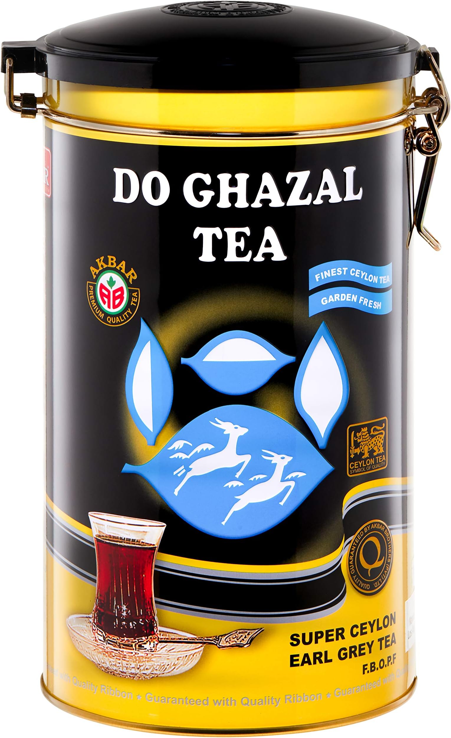 Do Ghazal Earl Grey Tea 400 Gram Tin - Pure Ceylon Loose Tea In Metal Tin - 14.1oz