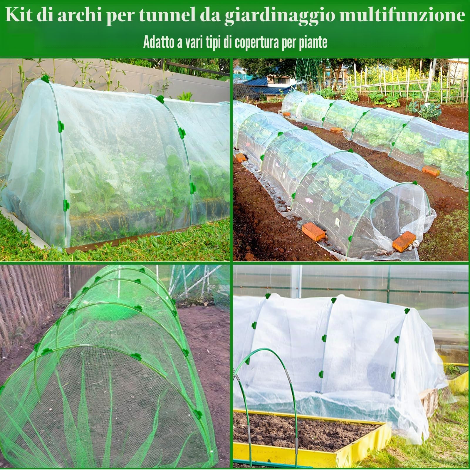 Tunnel per piante archi 60 pezzi archi tunnel per aiuole rialzate archi serra aste in fibra di vetro fai da te arco da giardino tunnel per piante tunnel con telo archi per rete copertura