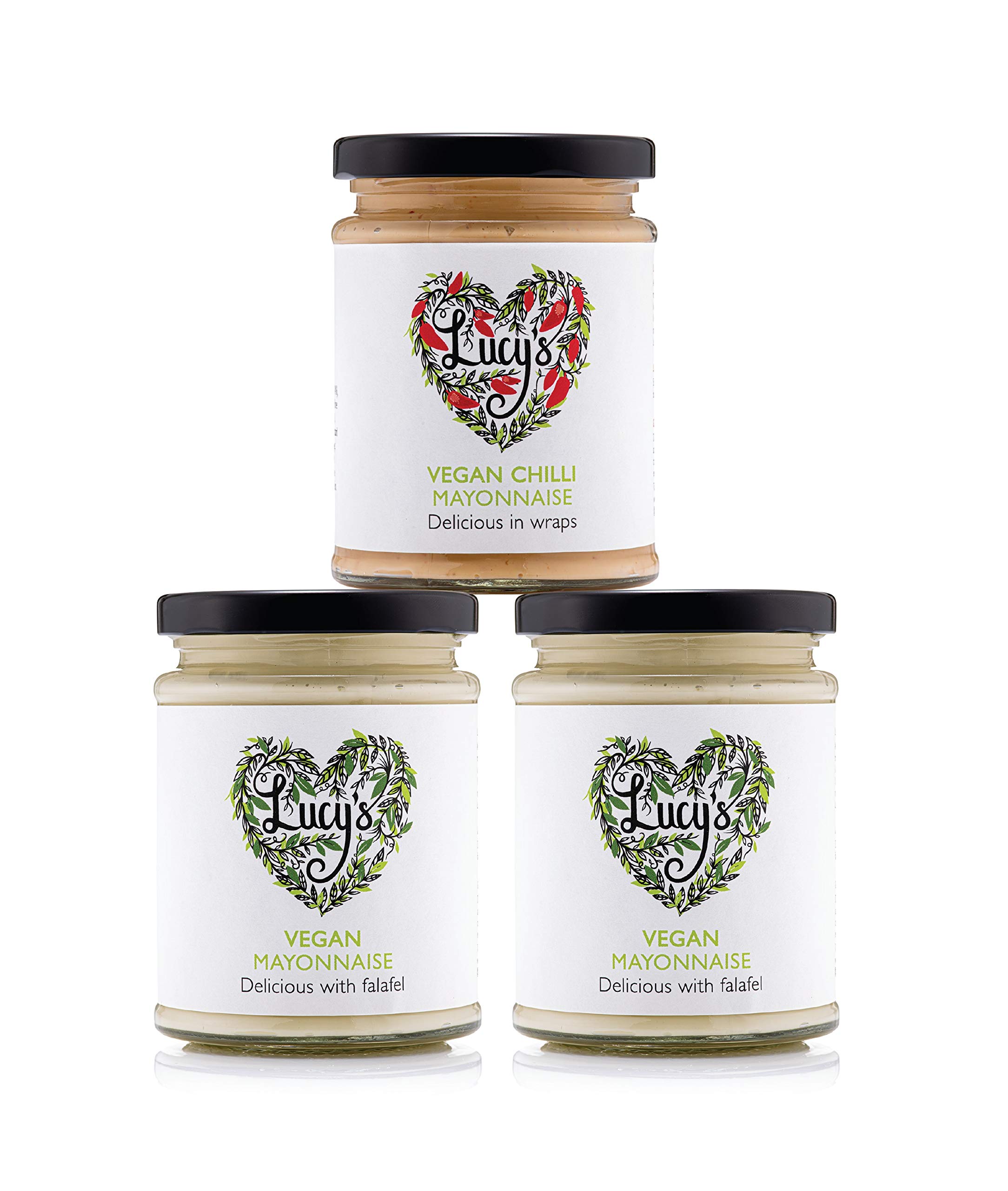 Lucy’s Dressings – Vegan Mayonnaise Bundle; 1 x Vegan Chilli Mayo 240g and 2 x Vegan Mayo 240g