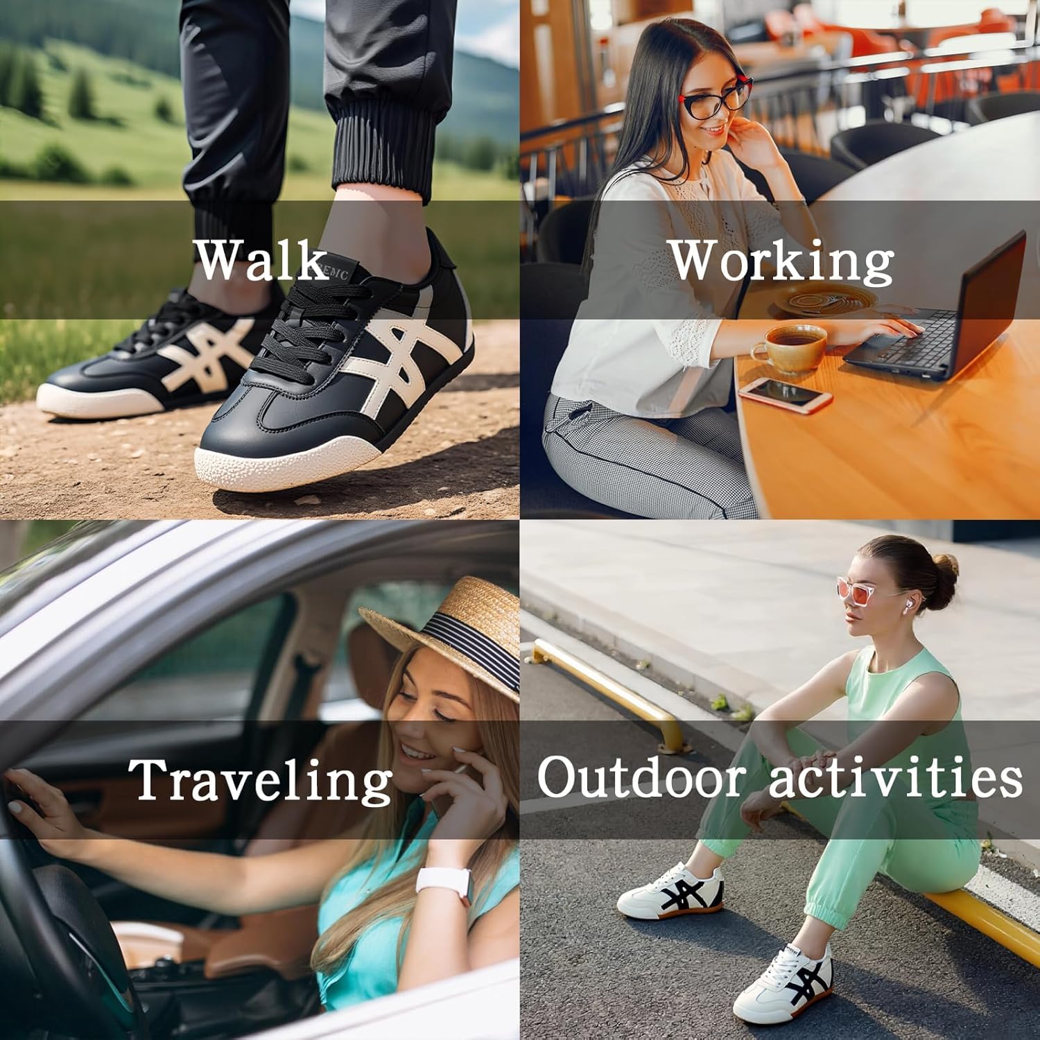 Women's Fashion Star Sneakers – Breathable Cowhide Leather Casual Shoes, Non-Slip Lace-Up Low Top Walking Sneakers Women Shoes for Daily Wear & Work