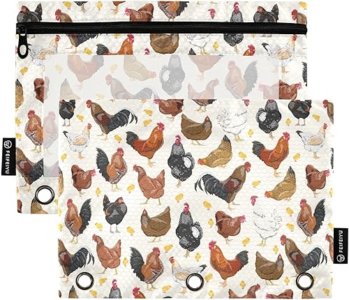 Vista 79 de ALAZA Estuche para lápices para carpeta de 3 anillas, carpetas con estampado de vacas, bolsas para lápices con ventana transparente con cremallera