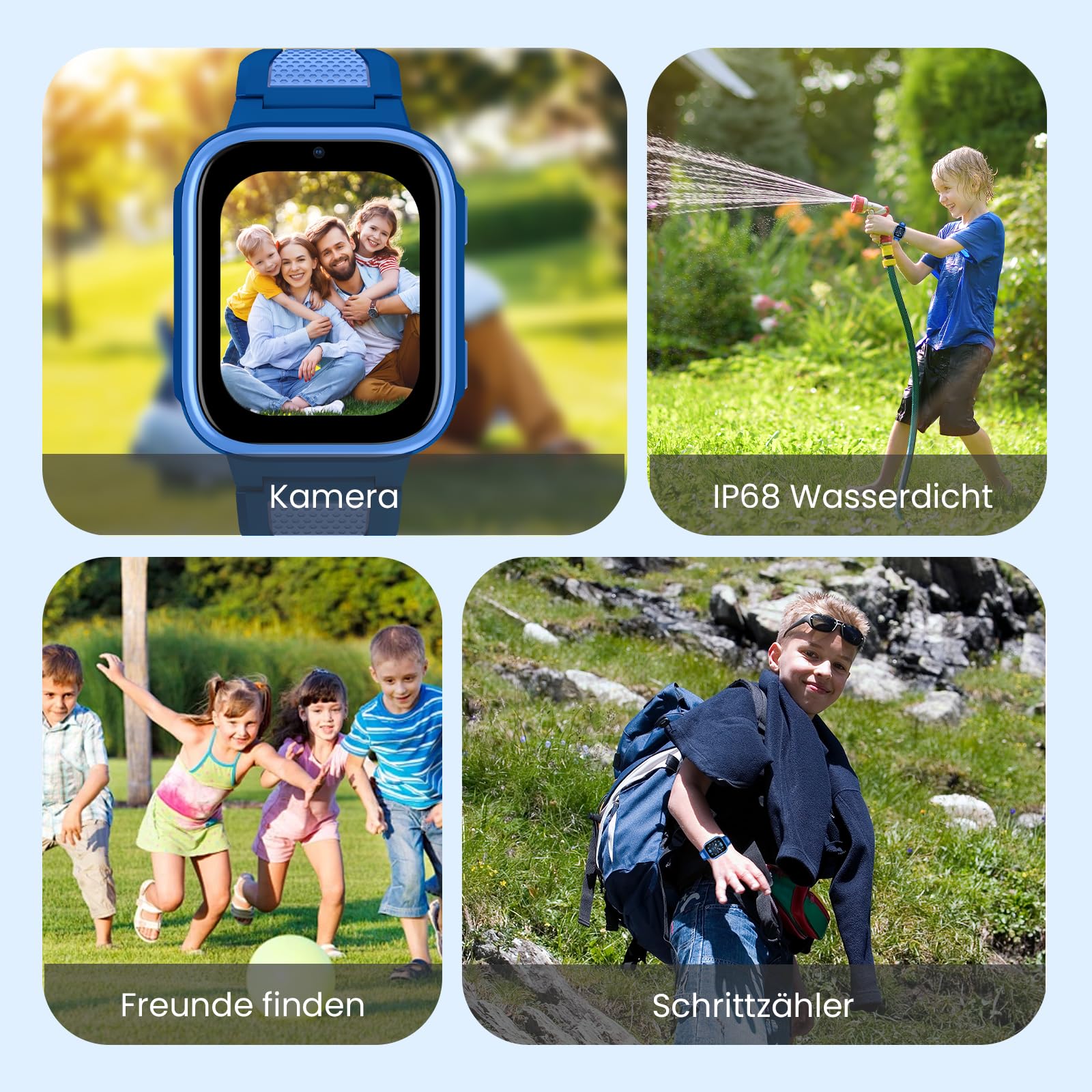 K10 4G Kinder Smartwatch mit GPS und Telefonfunktion, 1,8-Zoll-Bildschirm, 950mAh, IP68 Wasserdicht, Schulmodus, SOS-Notruf - Smartwatch für Kinder ab 6Jahren (Blau)