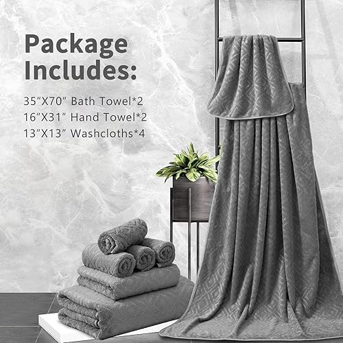 Vista 286 de Juego de toallas de microfibra de 8 piezas, 2 toallas de baño, 2 toallas de mano, 4 toallas pequeñas, toalla de baño extra grande para baño, hotel