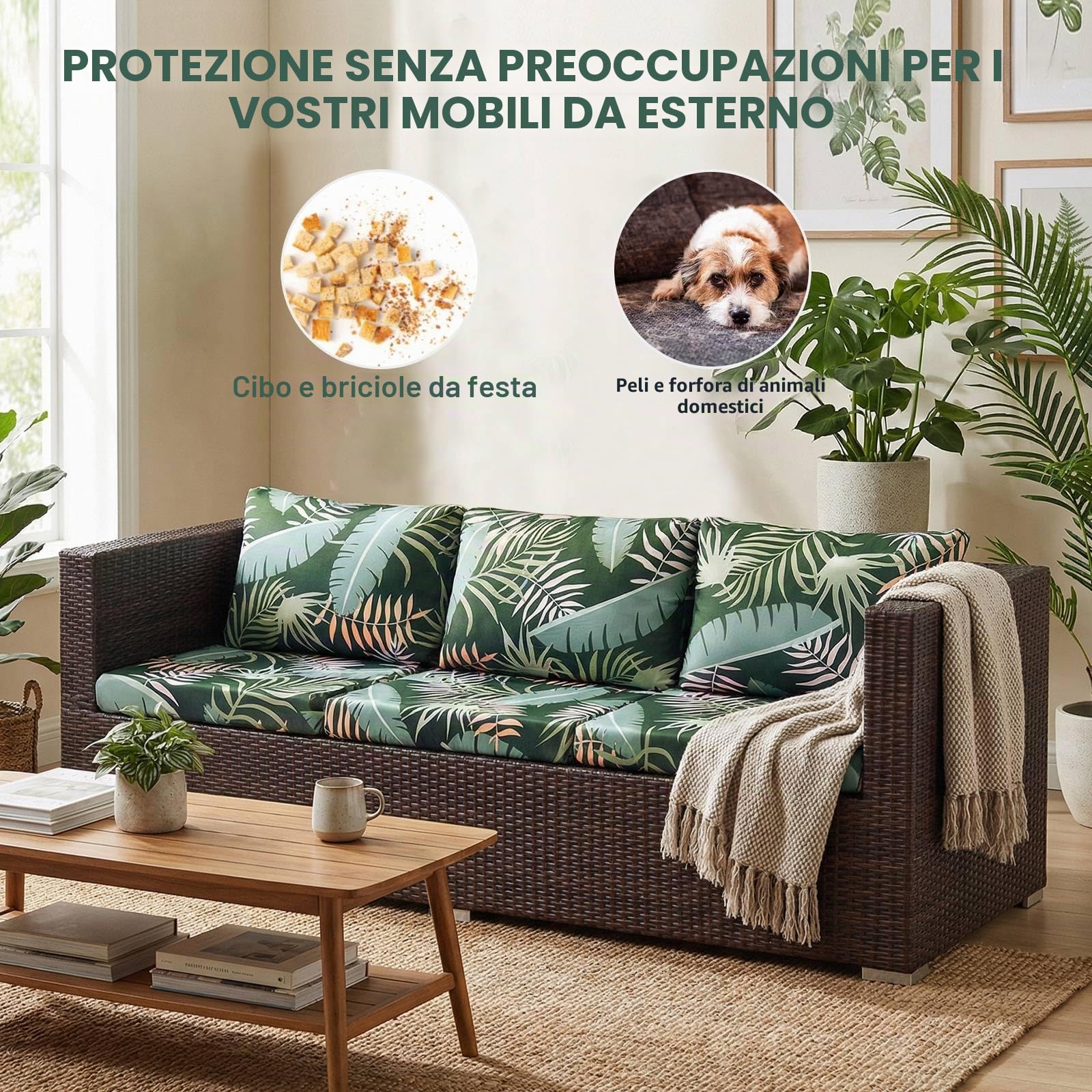 Federa per cuscino divano esterno elasticizzata ricambio 8 pezzi coprisedili patio protezioni resistenti
