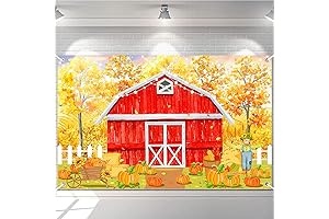 Avezano Fall Red Farm Backdrop Watercolor Autumn Pumpkin Patch Thanksgiving Day Decoration Banner