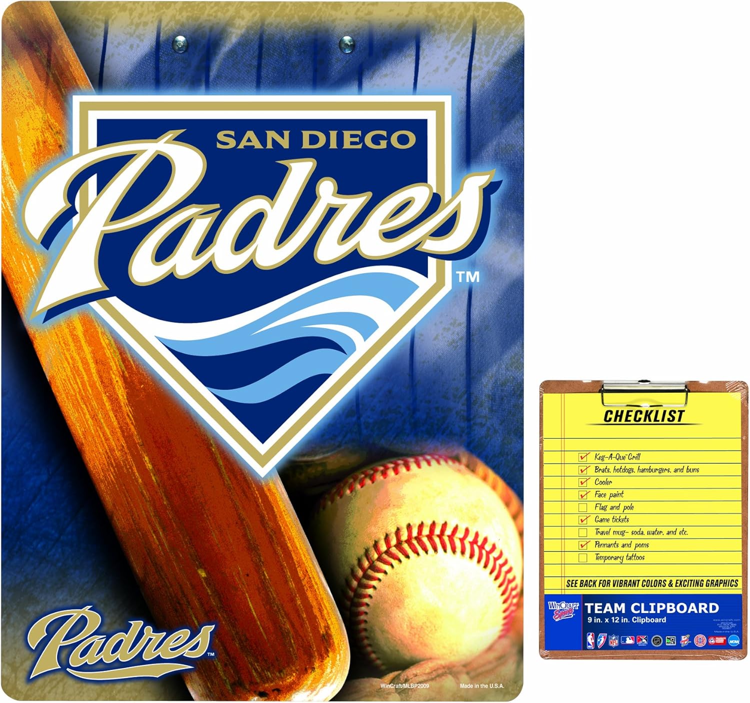 MLB San Diego Padres Clip Board Sports Fan Notepad
