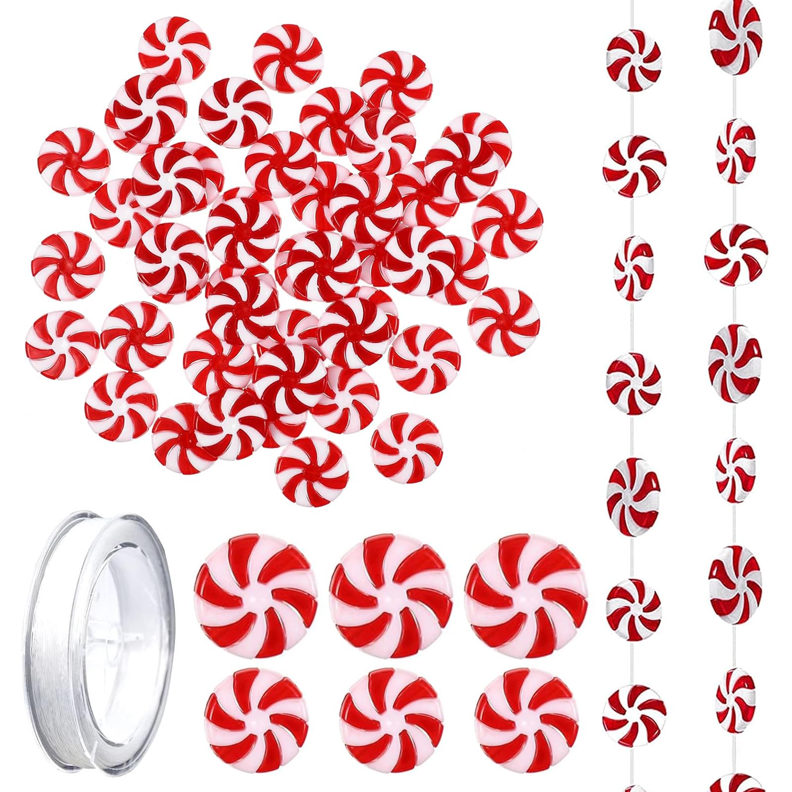 50 Pcs Menta Piruleta Árbol De Navidad Rojo Y Blanco Adorno De Caramelo De Navidad Colgante Guirnalda De Dulces para Árbol De Navidad Bastón De Caramelo Acrílico para Decoración Navideña