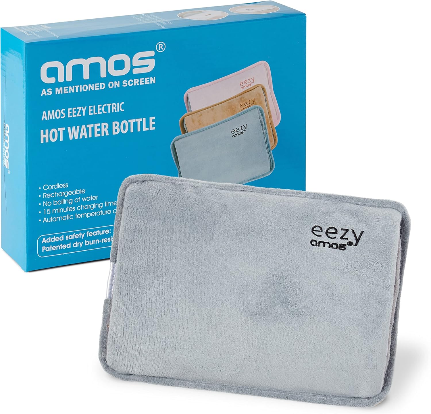 AMOS Eezy Rechargeable Electric Hot Water Bottle Bed Warmer with Hand