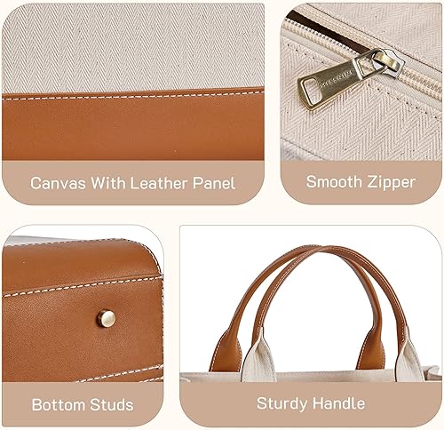 Miniatura 5 de Missnine Bolsa de lona para laptop, maletín de 15.6 pulgadas para mujer, bolso de gran capacidad para oficina, escuela, viajes