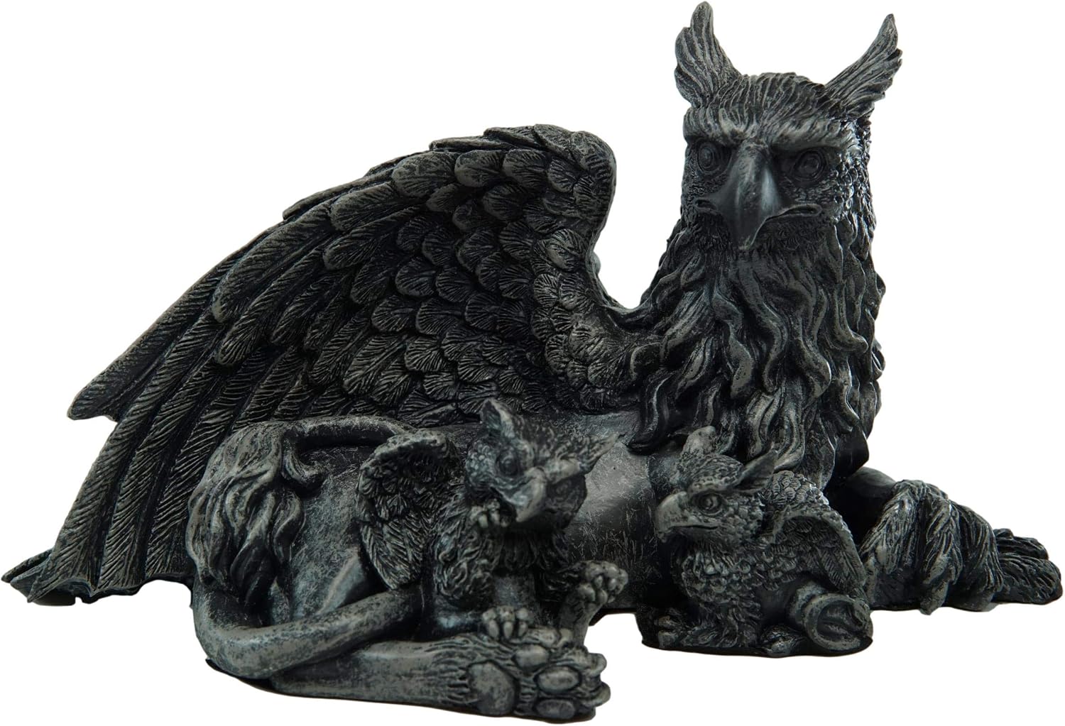 Ebros Gift Coat of Arms Royal Griffin Gargoyle Figurine Griffon Family Mother Protecting Baby Hatchlings Sculpture 8" Long Symbol of Bravery Power and Loyalty