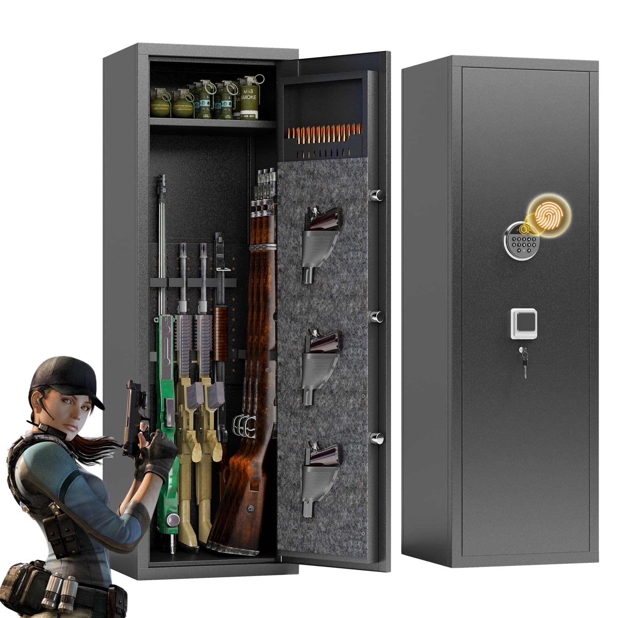 Gun Safe Biometric Gun Safes For Home Pistols Gun Cabinet With Key Pad ...