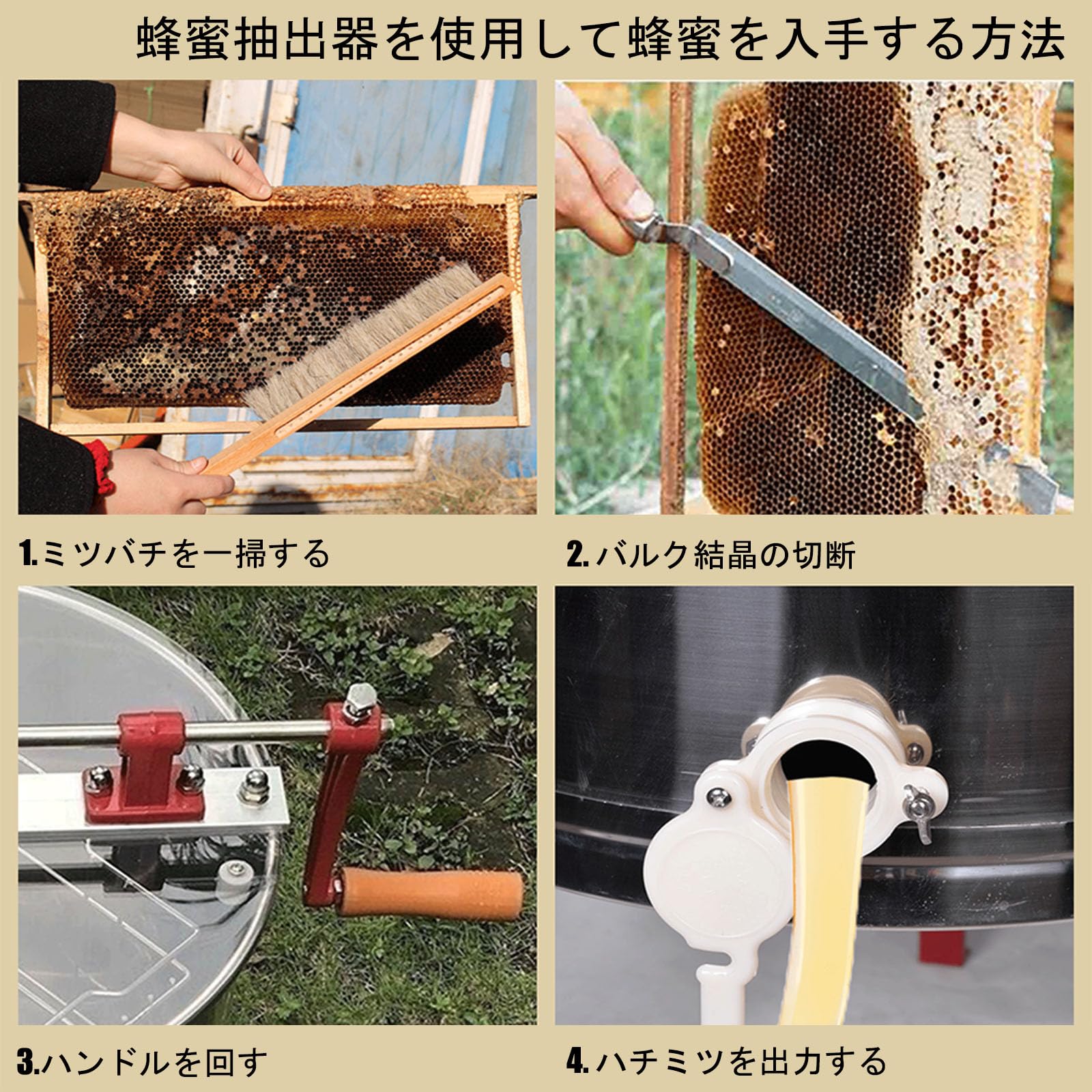 Smielatore, 304 Estrattore Acciaio Inossidabile 2/3 Telaio, con Coperchio Trasparente e Staffa in Acciaio Inossidabile, per Allevamenti di Api Grandi E Piccoli,3 Frame