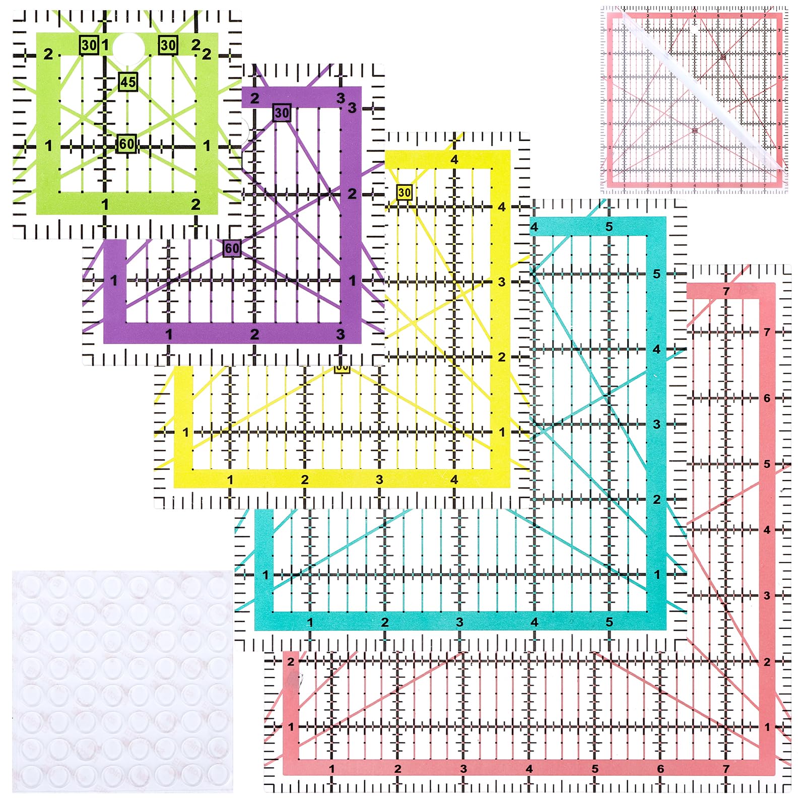 Quilting Rulers Acrylic Sewing Ruler Set of 5 Square Ruler with Grid Lines