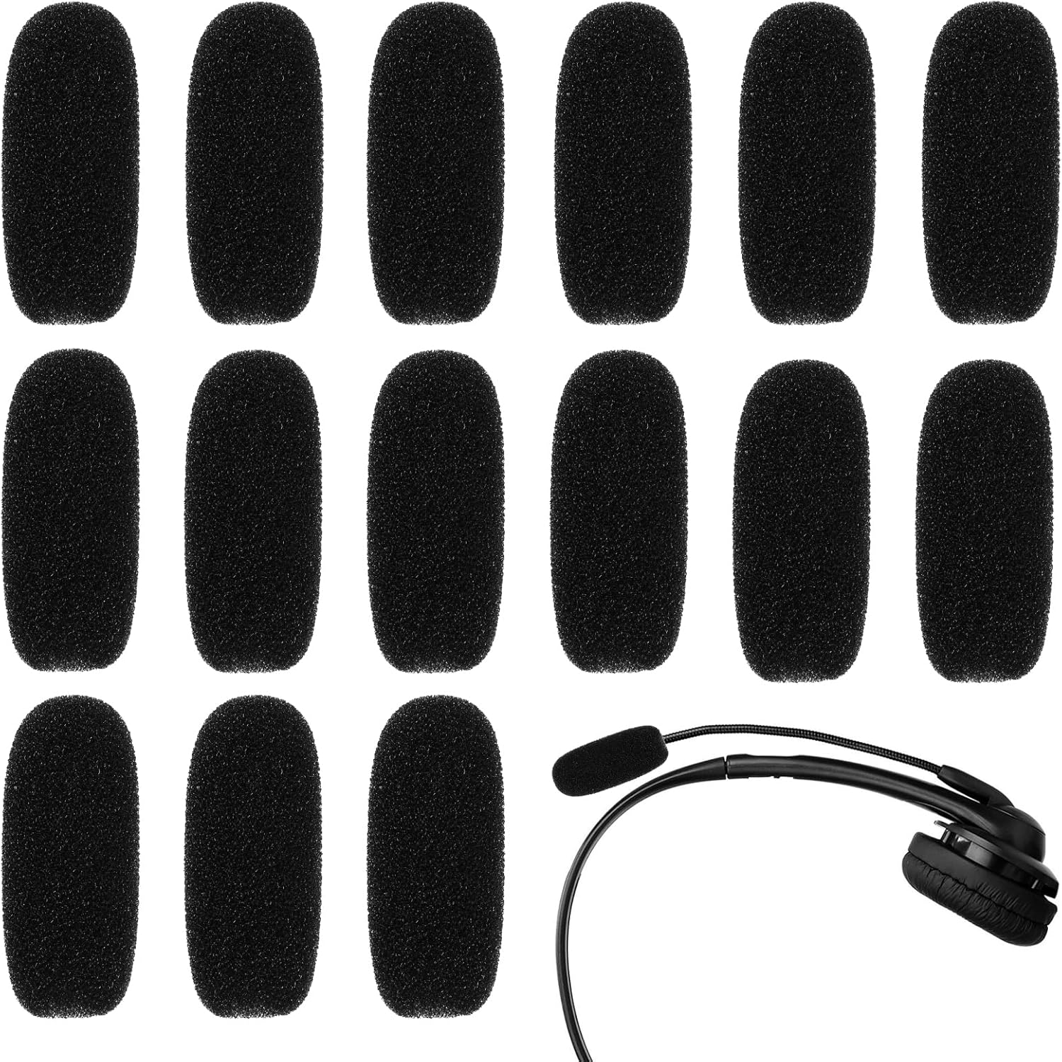 15 Pack Foam Mic Covers for Wireless Laval Operations Microphones, 1.5 Inch High Density Mic Headset Cover Foam Microphone Windscreen for Headset Lavalier Microphones Noise Reduction Fits Interviews