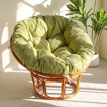 HIGOGOGO Papasan Chair Cushion with Corduroy Cover Without Chair, 48 x 48 Inch Supportive Cushion, Overstuffed Chair Cushion,Green