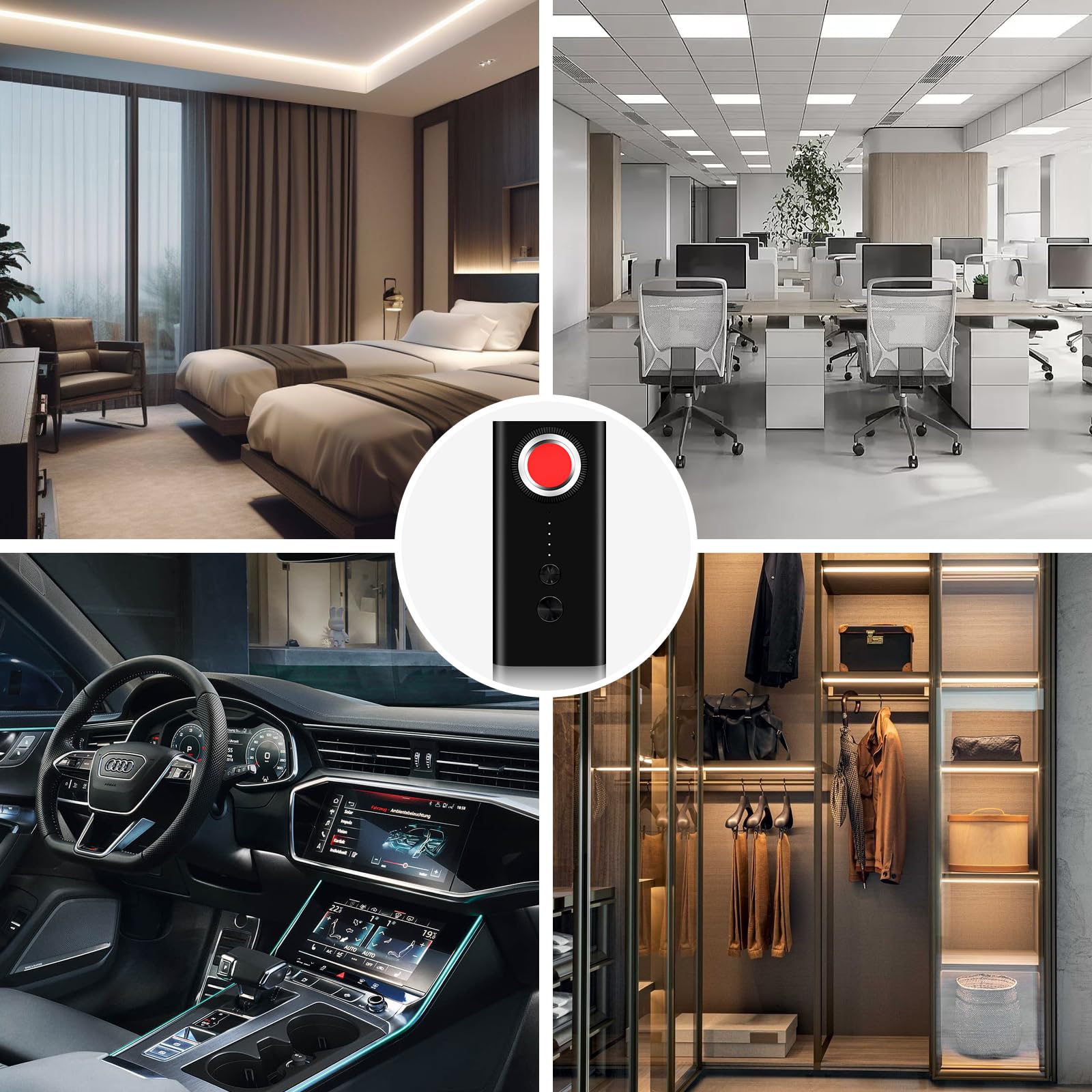 Détecteur de Caméra et Micro Espion - Détecteur de Bugs Caché à Distance pour Bureau, Hôtel, Maison
