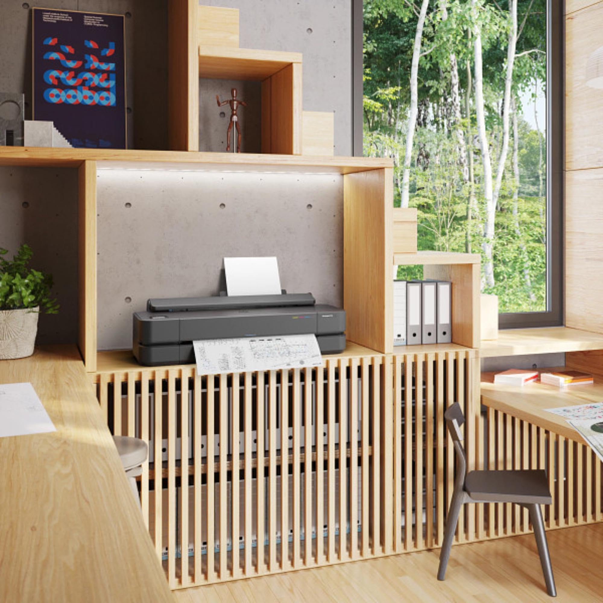 HP DesignJet T210 Stampante per Grandi Formati da 61 cm 8AG32D, Formati supportati da A4 ad A1, velocità 59 Pagine A1 all’Ora, Gigabit Ethernet, USB, Wi-Fi, Garanzia 1 Anno, Nero