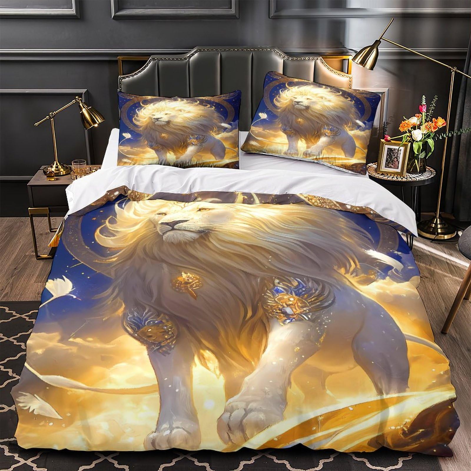 Housse de couette 260x220cm microfibre imprimée 3D style art du visage mystique