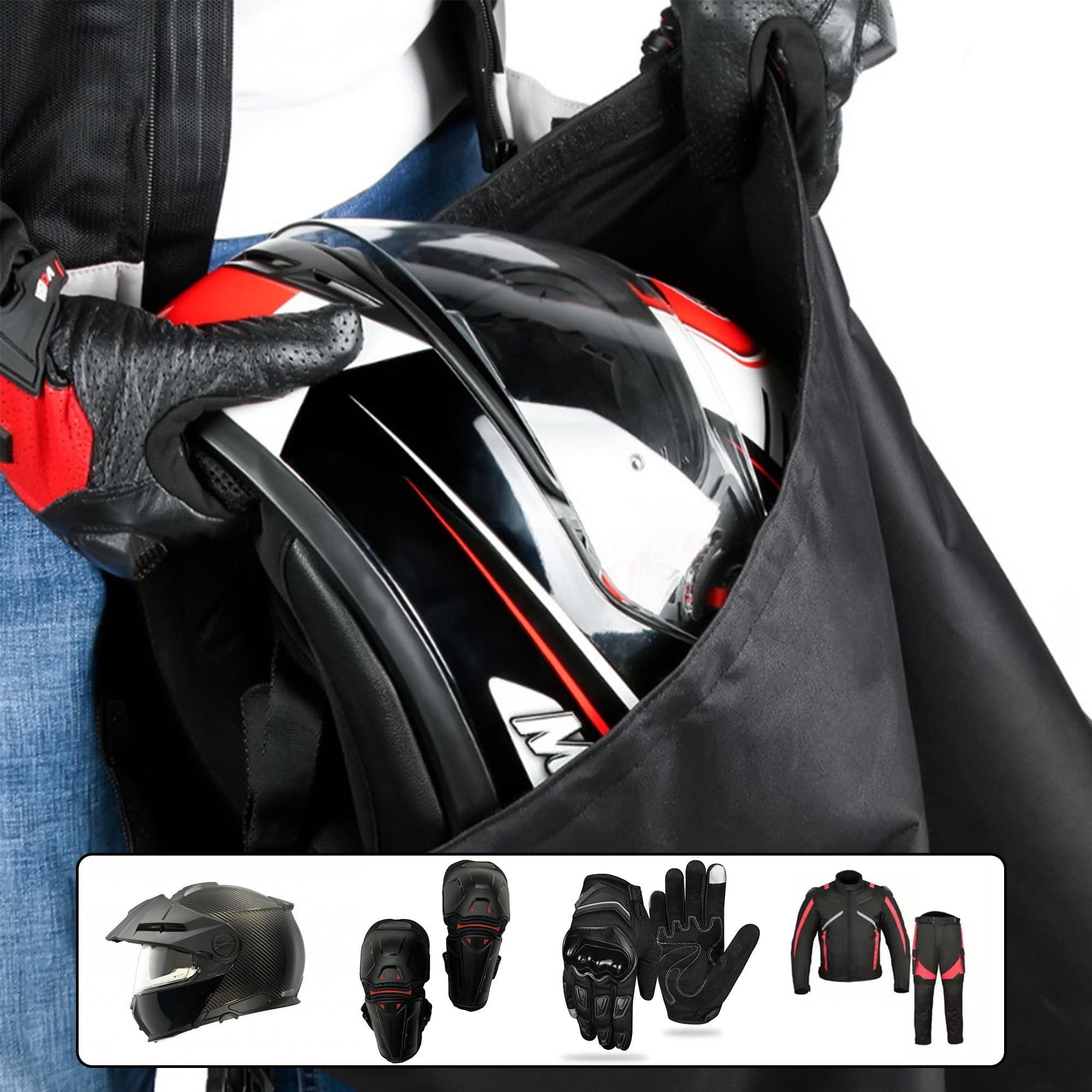 ZAHD Moto Oxford Tissu Sac Imperméable Portable Casque Double Usage Sac pour Casque de Moto Bagages Étanche Sac de Transport de Casque pour Conduire avec Une Moto pour Casque de Moto (Noir2)