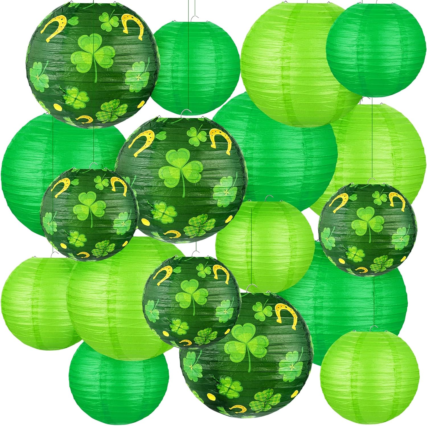 18 Pcs St Patrick's Day Paper Lantern Hanging Paper Lantern Shamrocks