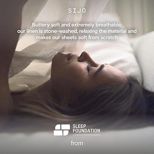 Miniatura 5 de Sijo - Juego de sábanas de lino francés lavado a la piedra, 3 o 4 piezas, 2 fundas de almohada, 1 sábana bajera ajustable y 1 sábana plana opcional