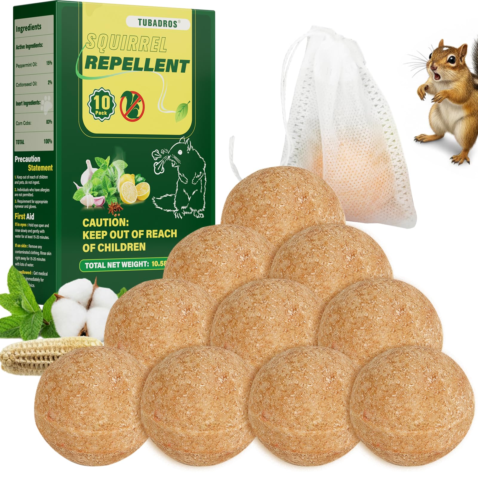 Photo 1 of 10 Pack Squirrel Repellent, Peppermint Oil to Repel Squirrel, Squirrel Repellent for Cars, Plants Garden, Outdoor Use,Yard Use