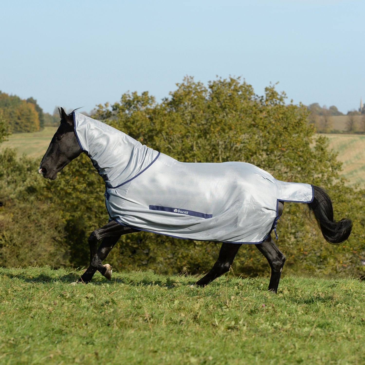 BUCAS Buzz-Off - Manta para Moscas (Cuello Completo, 115 cm), Color Azul