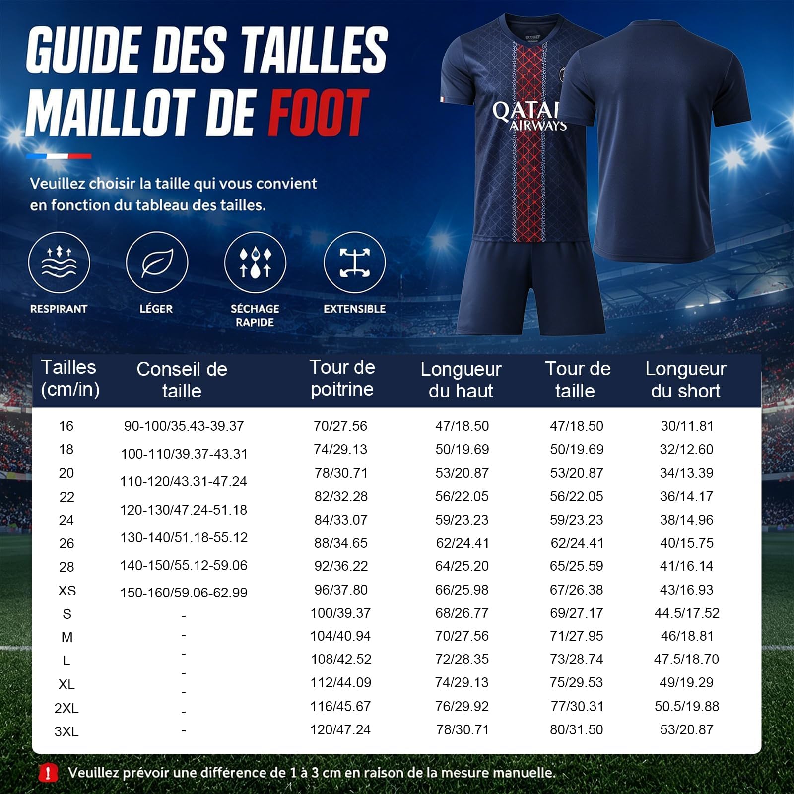 Maillot de Foot Enfant Adulte Personnalisé avec Nom et Numéro - Ensemble Jersey Domicile Extérieur avec Short et Chaussettes