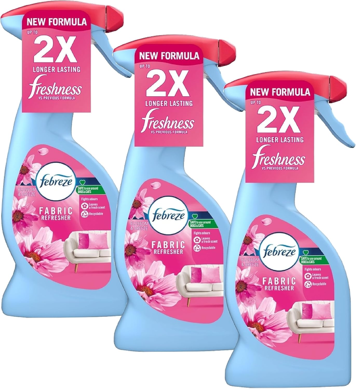 Fabric Freshener Room Spray Bundle Pack of 3 x 375ml Blossom & Breeze