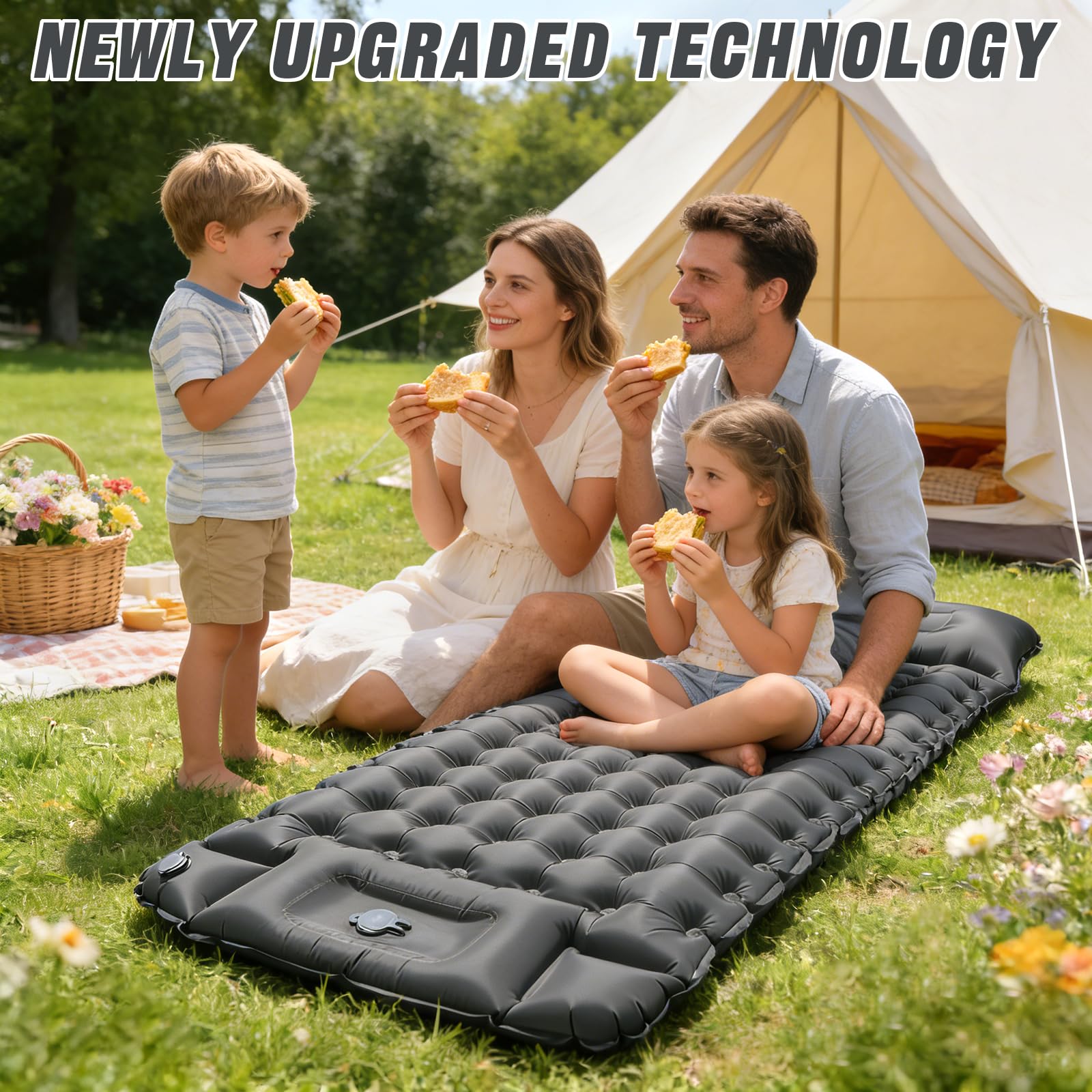 PQETBV Colchoneta Autoinflable para Dormir para Acampar, Utraligero Esterilla Inflable Portatíl Colchón Individual, concon Bomba de Pie para Camping, Exteriores, Viaje(Gris) — view 7