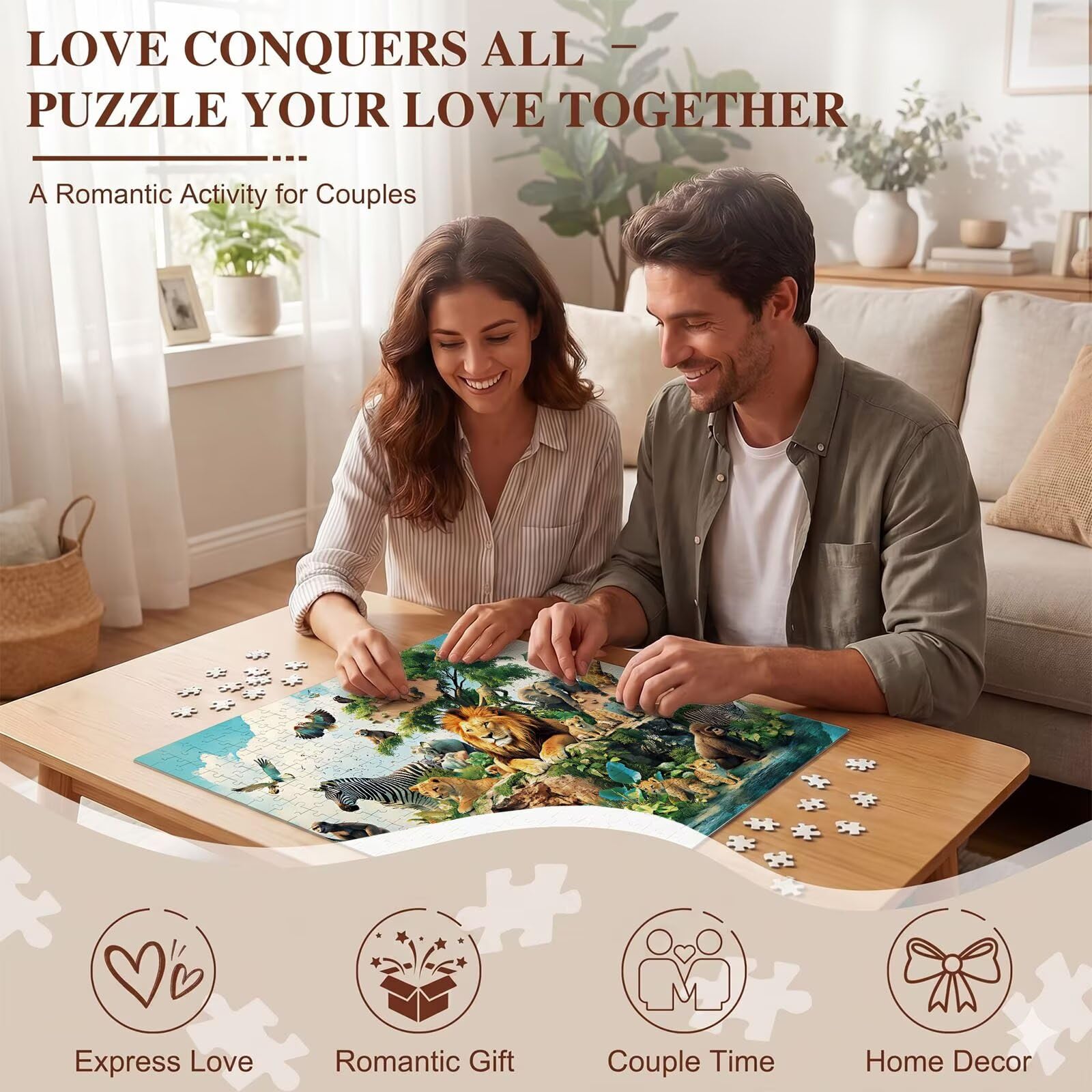 Puzzle 1500 Teile, Holzpuzzle Erwachsene 87 x 57 cm, Kniffliges Denksport Spiel, Großer Puzzlespaß für anspruchsvolle Liebhaber, Familienspiel, Puzzles für Dekor und Geschenk Tier kleine Insel f0-161