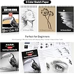 KALOUR PDAS 112 Drawing Set Sketch Kit, Pro Art Supplies with 3-Color Sketchbook, Graphite, Charcoal Pencils, Art Drawing Kit for Artists Adults Teens Beginners, Ideal for Shading & Blending