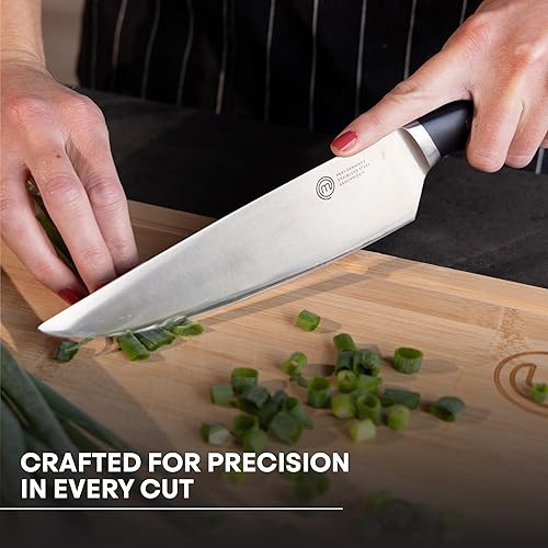 Miniatura 2 de MasterChef Cuchillo de chef de 13 pulgadas con hoja de acero inoxidable de alto carbono y asas triples remachadas, cuchillo de cocina de calidad