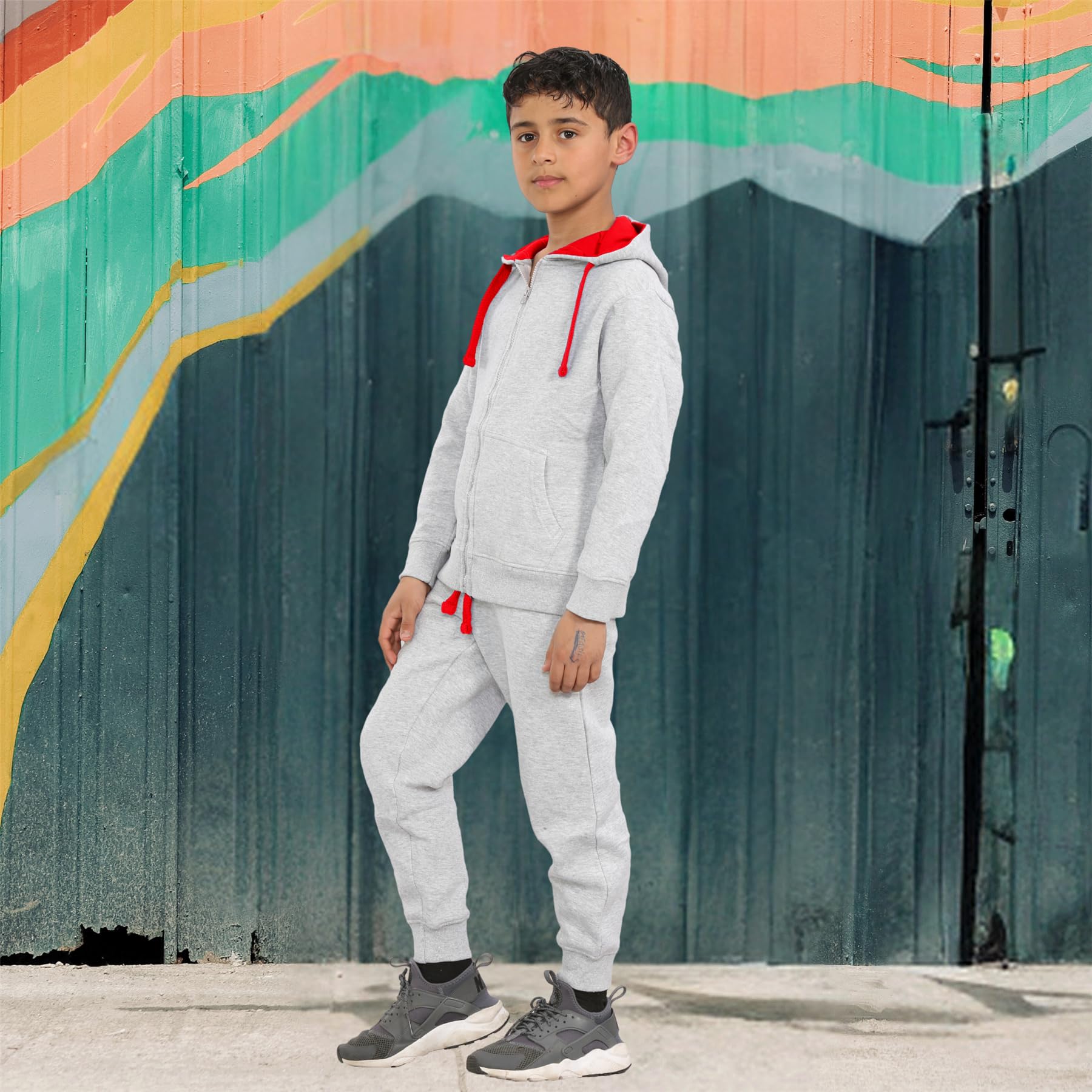 Nowy chłopięcy dzieci kontrastowy dres z kapturem dres treningowy u góry dołu dres do joggingu dres