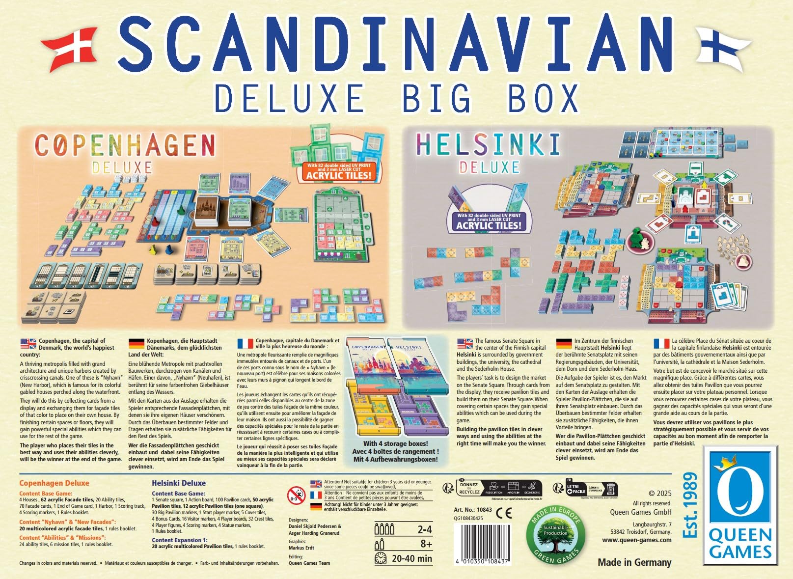 Queen Games 10843 Scandinavian Big Box | kolekcja gier planszowych: Copenhagen & Helsinki | gra strategiczna i rodzinna dla 2-5 osób