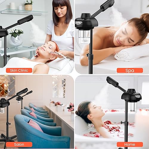 Miniatura 7 de TASALON Vaporizador facial sobre ruedas, vaporizador facial para rejuvenecimiento profesional de la piel, kit de vapor facial para el hogar, spa,